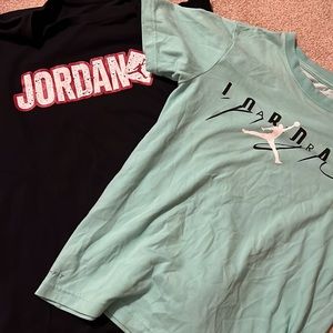 2 Jordan t shirts teal and black